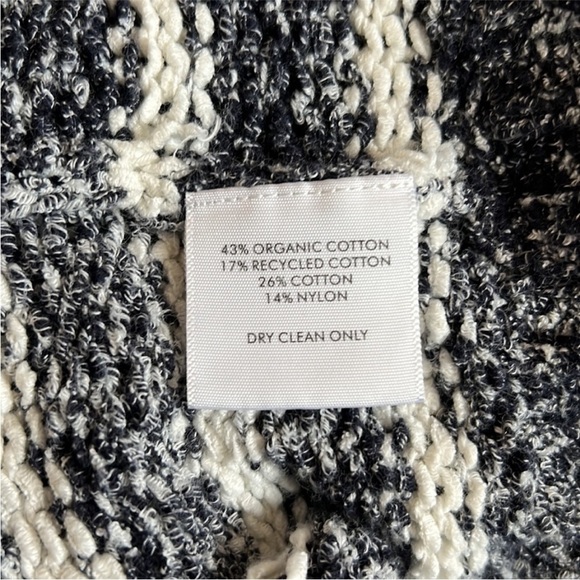 WHITE+WARREN Hooded Blue White Striped Tassel Long Sleeve Knit Sweater Size S - Picture 10 of 11